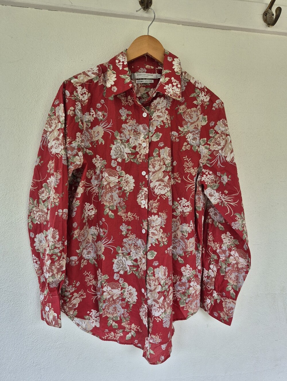 100% Organic Cotton Floral Blouse By Contemporaine Simons XS